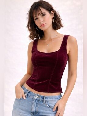 Vintage Ariane Velvet Bustier Stretch Sculpted Rare Statement Burgundy Plum L